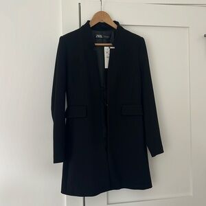 Zara Long Fitted Blazer, Black, Size M, NWT